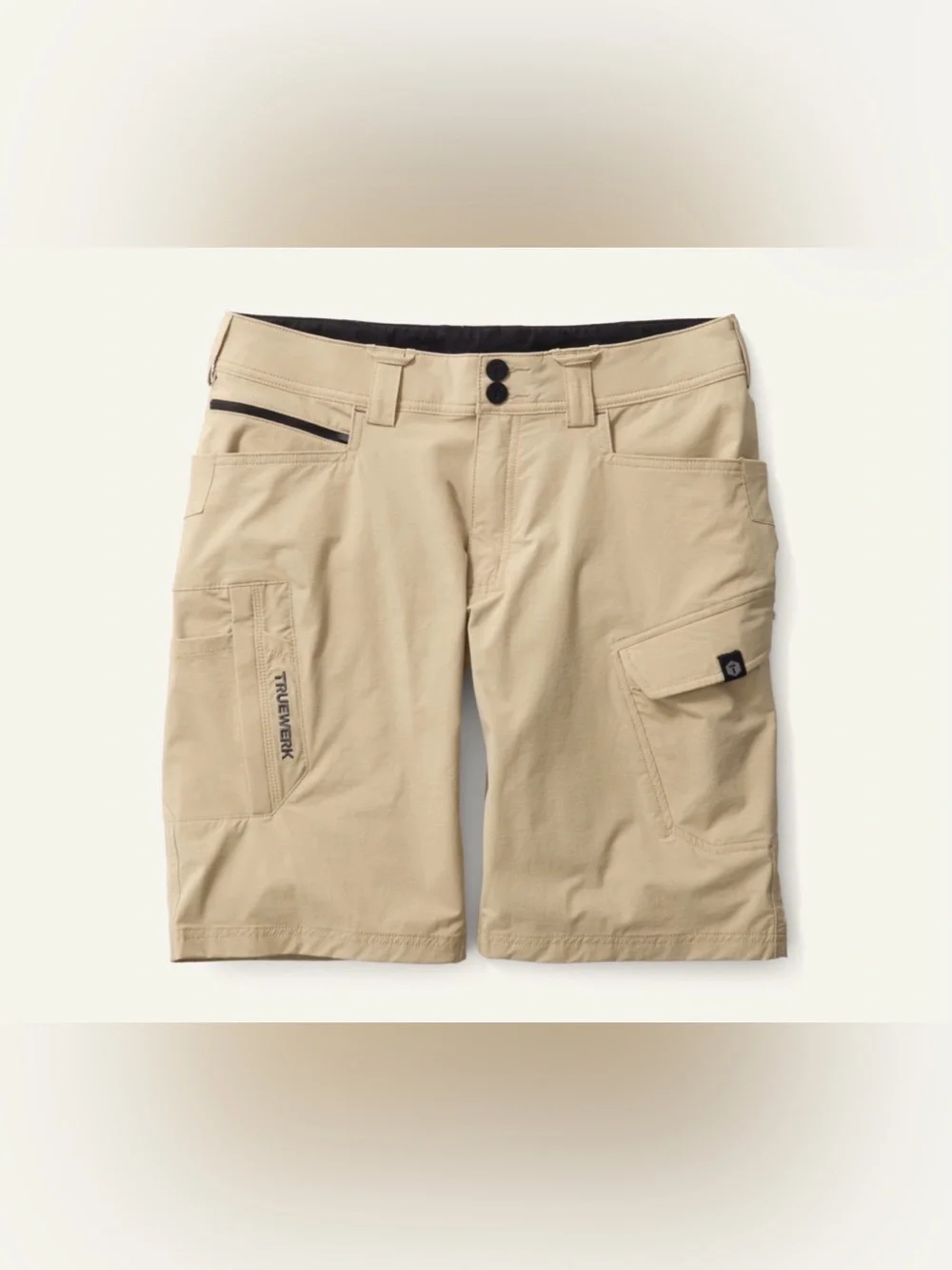 NWT TRUEWERK T1 WerkShort Light Khaki 34x9 Men’s Stretch Cargo Work Shorts